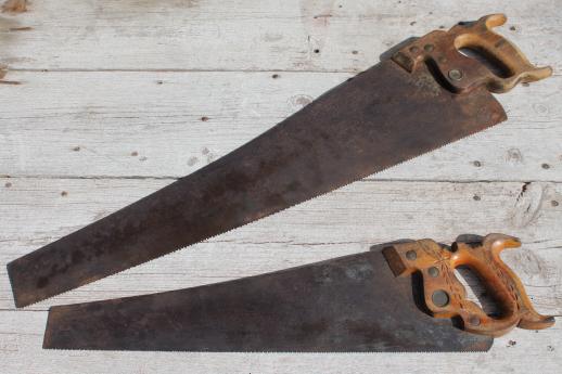 photo of antique vintage hand saws, Atkins Perfection saw w/ 1887 patent, lot of 4 #8