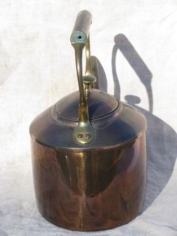 photo of antique / vintage hand-crafted dovetailed copper tea kettle S&S W mark #5