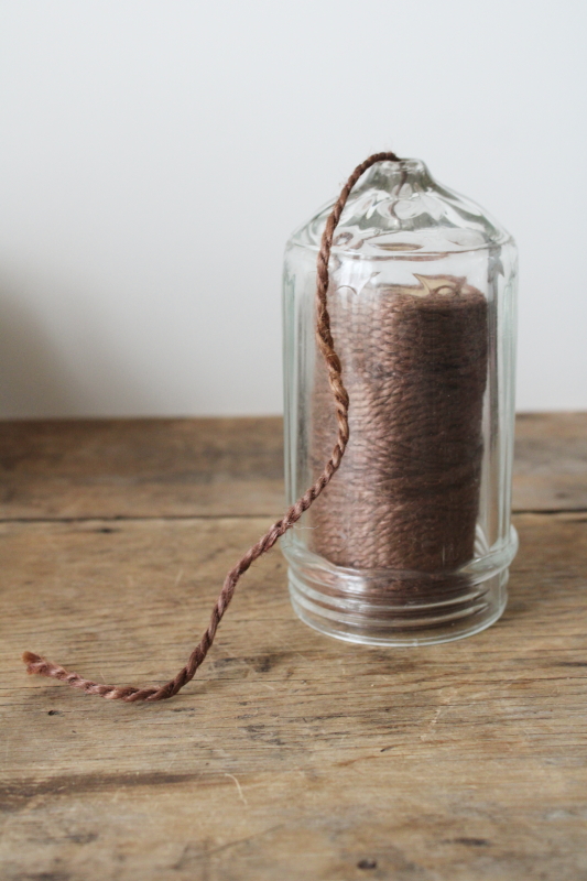 photo of antique vintage heavy glass sugar shaker jar with no lid, countertop string holder upcycle  #1
