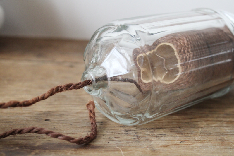 photo of antique vintage heavy glass sugar shaker jar with no lid, countertop string holder upcycle  #2