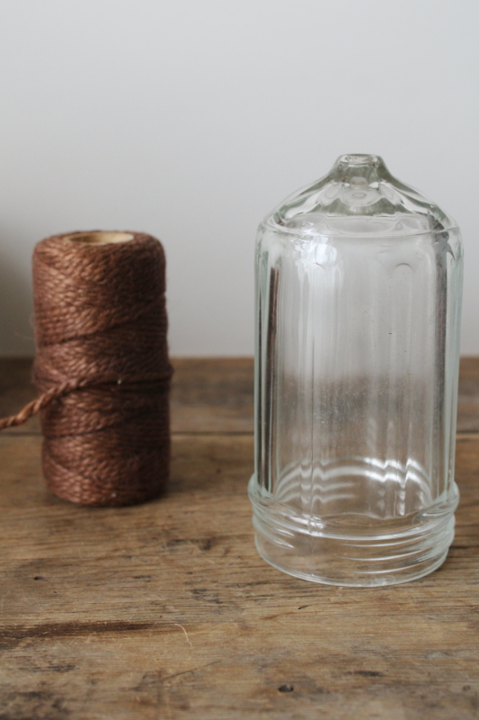 photo of antique vintage heavy glass sugar shaker jar with no lid, countertop string holder upcycle  #6
