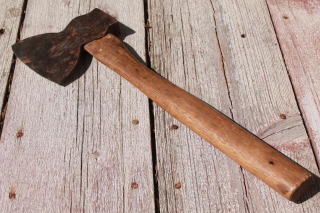 photo of antique vintage hewing hatchet rustic broad ax primitive farm tool #2