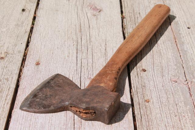 photo of antique vintage hewing hatchet rustic broad ax primitive farm tool #5