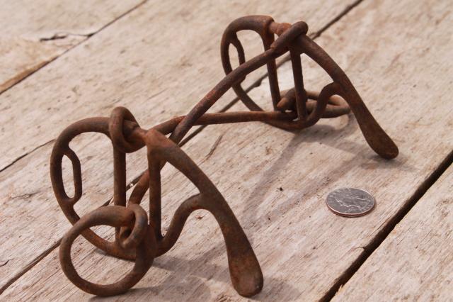 photo of antique vintage horse bits, snaffle bits - rusty old tack for primitive rustic display #8