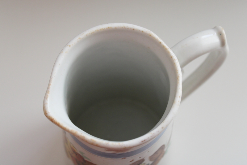 photo of antique vintage ironstone china pitcher, milk jug or large creamer w/ hand painted flowers #2