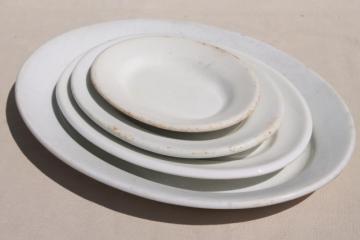 catalog photo of antique vintage ironstone china platter collection, large & small oval platters