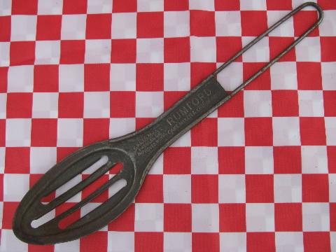 photo of antique vintage kitchen utensils, flat wirework whip spoons & whisks #4