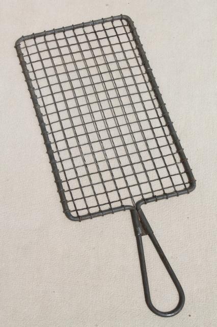 photo of antique vintage kitchenware, old crimped wire cooling racks & grater w/ handle #3