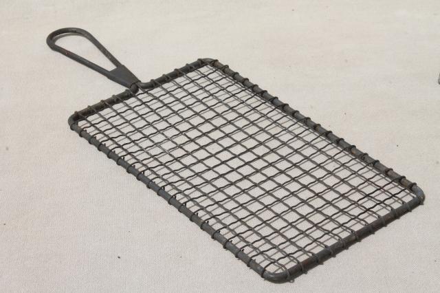 photo of antique vintage kitchenware, old crimped wire cooling racks & grater w/ handle #5