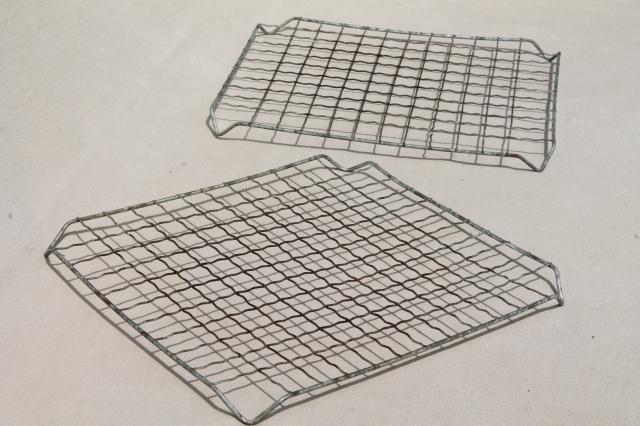 photo of antique vintage kitchenware, old crimped wire cooling racks & grater w/ handle #6