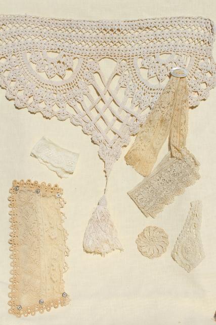 photo of antique & vintage lace lot, edgings & trimmings, lacy collars & crochet  #2