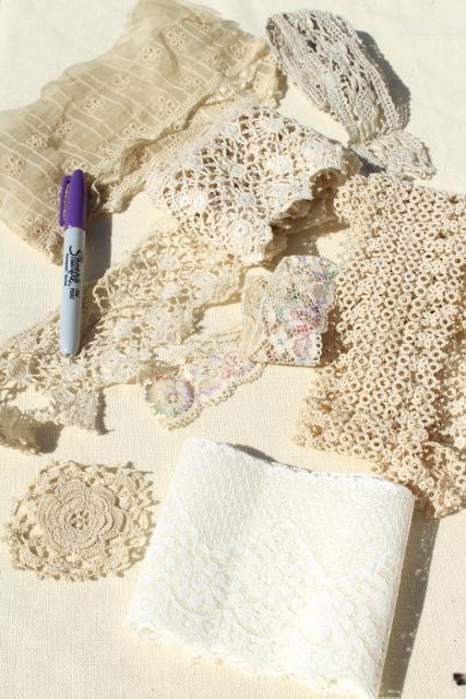 photo of antique & vintage lace lot, edgings & trimmings, lacy collars & crochet  #6