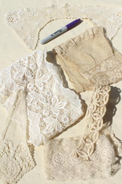 photo of antique & vintage lace lot, edgings & trimmings, lacy collars & crochet  #7