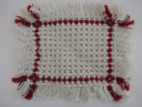 photo of antique & vintage lamp table mats, knotted thread lace, hooked silky floss #4