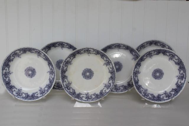 photo of antique vintage lavender purple transferware china, Savannah Johnson Bros England soup bowls #1