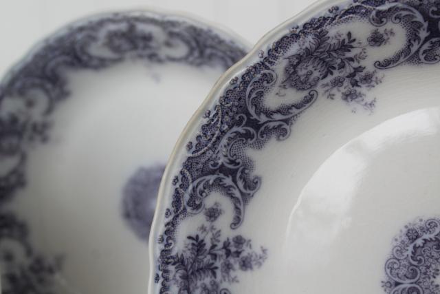 photo of antique vintage lavender purple transferware china, Savannah Johnson Bros England soup bowls #2