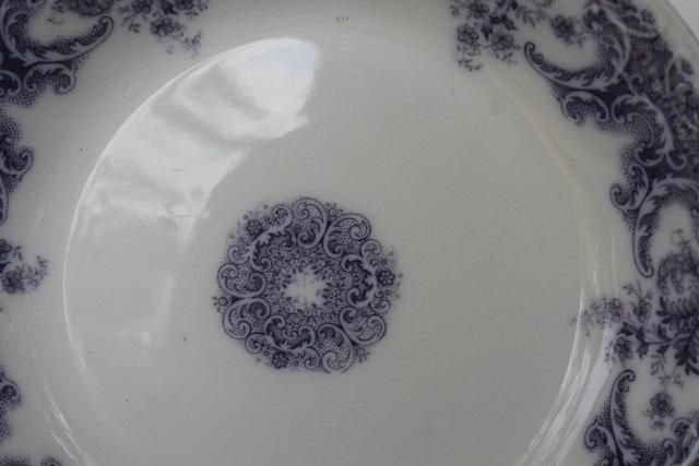 photo of antique vintage lavender purple transferware china, Savannah Johnson Bros England soup bowls #3