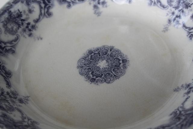 photo of antique vintage lavender purple transferware china, Savannah Johnson Bros England soup bowls #5