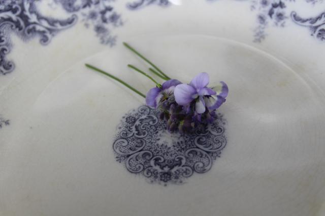 photo of antique vintage lavender purple transferware china, Savannah Johnson Bros England soup bowls #6