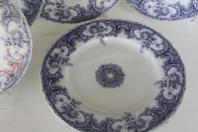 photo of antique vintage lavender purple transferware china plates, Savannah Johnson Bros England #2