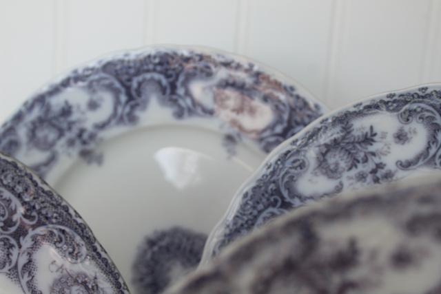 photo of antique vintage lavender purple transferware china plates, Savannah Johnson Bros England #4