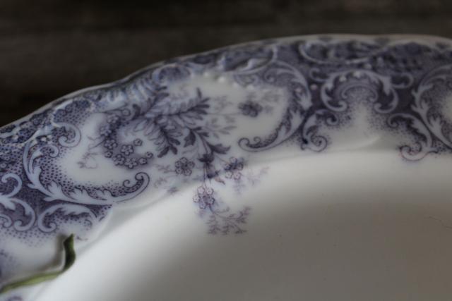 photo of antique vintage lavender purple transferware china plates, Savannah Johnson Bros England #3