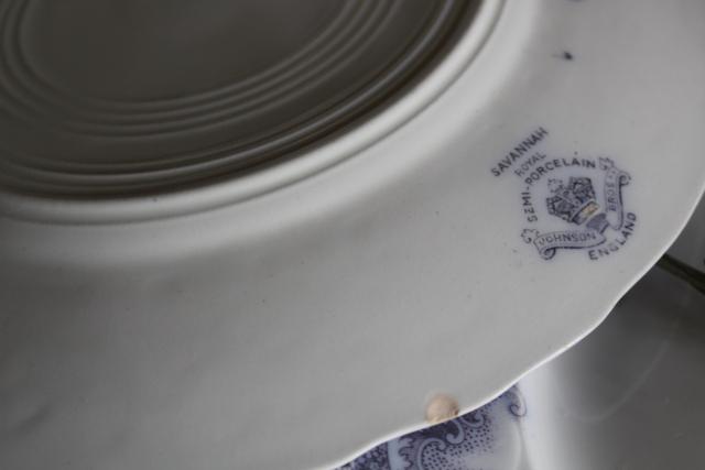 photo of antique vintage lavender purple transferware china plates, Savannah Johnson Bros England #6