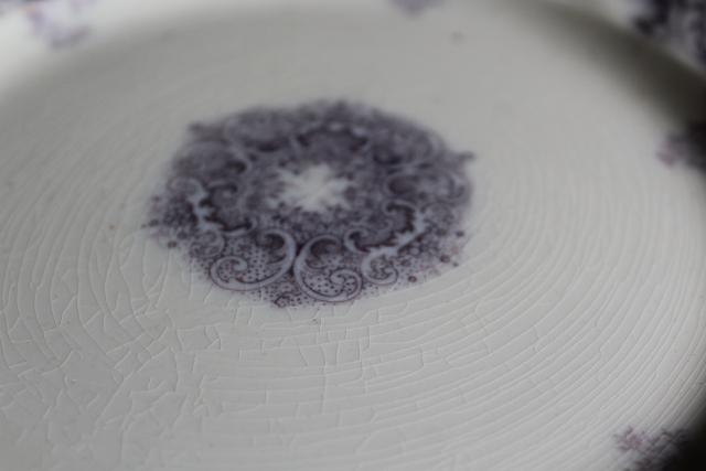 photo of antique vintage lavender purple transferware china plates, Savannah Johnson Bros England #5