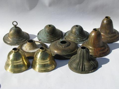 photo of antique vintage lighting brass lamp replacement parts ceiling light canopy lot #1