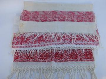 catalog photo of antique vintage linen damask towels, turkey red floral borders