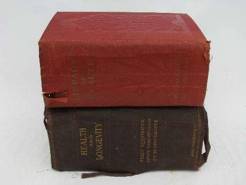 photo of antique vintage medical health books, many litho illustrations, anatomy fold-outs #1