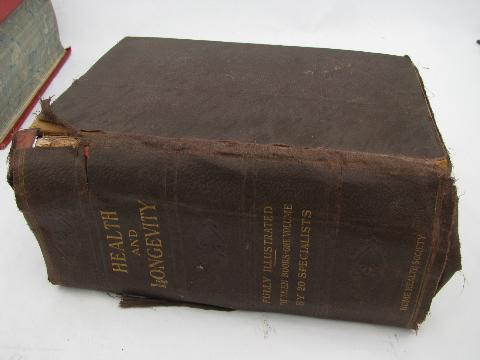 photo of antique vintage medical health books, many litho illustrations, anatomy fold-outs #7