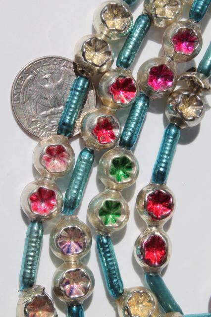 photo of antique vintage mercury glass Christmas tree garlands, bead swags & tiny window balls #4