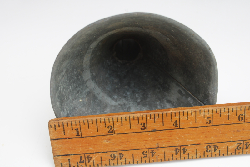 photo of antique vintage metal funnel, weathered galvanized zinc primitive witch hat shape  #4