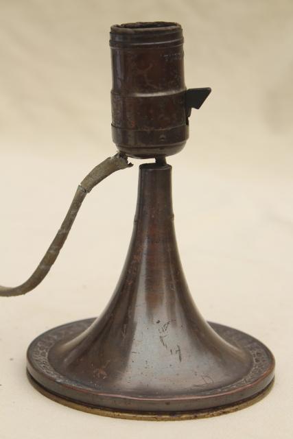 photo of antique vintage metal industrial light, Buss small lamp w/ tiger grained finish #1