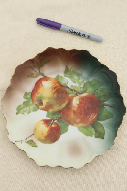 photo of antique vintage mismatched china plates, fruit & cheese plates w/ grapes apples pears #9