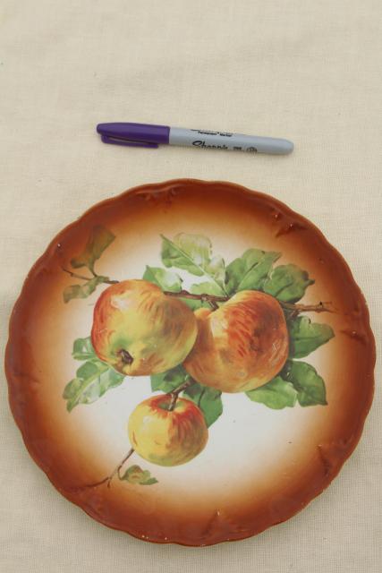 photo of antique vintage mismatched china plates, fruit & cheese plates w/ grapes apples pears #13