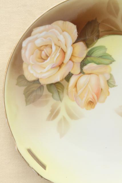 photo of antique vintage mismatched floral china trays or serving plates w/ different roses flowers  #8