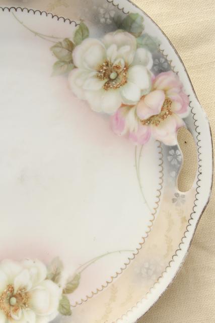 photo of antique vintage mismatched floral china trays or serving plates w/ different roses flowers  #14