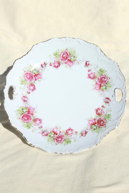 photo of antique vintage mismatched floral china trays or serving plates w/ different roses flowers #9