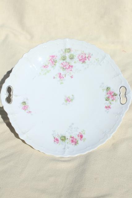 photo of antique vintage mismatched floral china trays or serving plates w/ different roses flowers #11