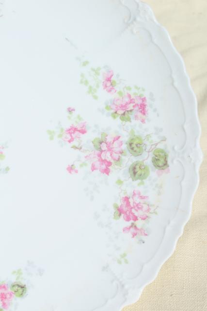 photo of antique vintage mismatched floral china trays or serving plates w/ different roses flowers #12