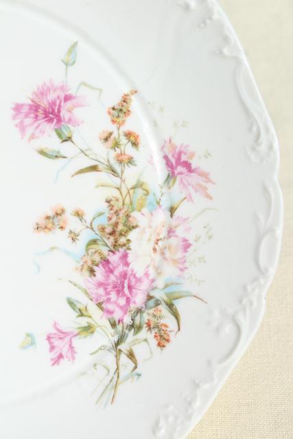 photo of antique vintage mismatched floral china trays or serving plates w/ different roses flowers #14