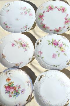 catalog photo of antique vintage mismatched floral china trays or serving plates w/ different roses flowers