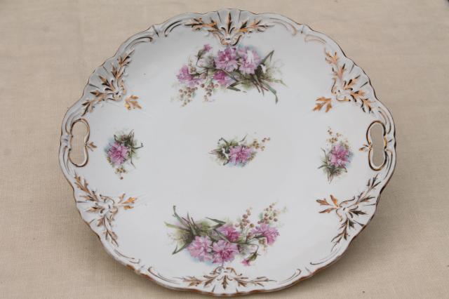 photo of antique vintage mismatched floral china trays or serving plates w/ different roses flowers  #9