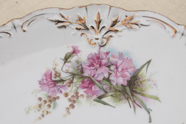 photo of antique vintage mismatched floral china trays or serving plates w/ different roses flowers  #10