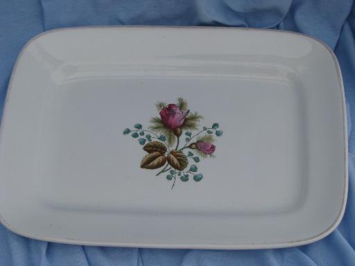 photo of antique vintage moss rose platter, Meakin England Royal Ironstone China #1