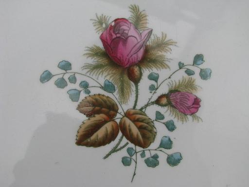 photo of antique vintage moss rose platter, Meakin England Royal Ironstone China #4