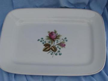 catalog photo of antique vintage moss rose platter, Meakin England Royal Ironstone China