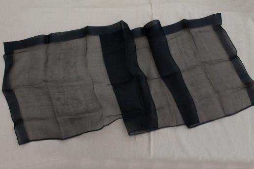 photo of antique & vintage mourning dress sewing trims lot, silk sash ribbon, lace flounce, heavy veil #6